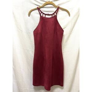 Urban Outfitters Faux Suede Minidress 2 Burgundy Strappy Party Minimalist Y2K
